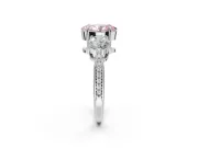Oval Three Stone Engagement Ring Setting for a Fancy Pink Lab-Grown Diamond | Tapered Pave Band | Sterling Silver