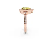 Fancy Yellow Pear Cut Diamond Halo Engagement Ring Set in Rose gold with Milgrain Pavé Band