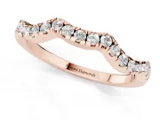 Round Diamond Curved Pavé Wedding Band Set in Rose gold with Nesting Profile