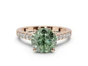 Round Pavé Solitaire Engagement Ring Setting for a Fancy Green Lab-Grown Diamond | Crossover Gallery | Rose Gold