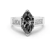 Marquise Channel-Set Engagement Ring Setting for a Black Center | Wide Band | Sterling Silver