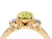 Fancy Yellow Three-Stone Pear Cut Diamond Twist Band Ring Set in Yellow gold with Pavé Accents and Prong Setting
