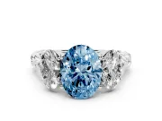 Oval Three Stone Engagement Ring Setting for a Fancy Blue Lab-Grown Diamond | Braided Band | Platinum