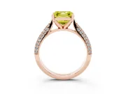 Fancy Yellow Asscher Cut Diamond Solitaire Engagement Ring Set in Rose gold with Multi-Row Round Pavé Band and Prong Setting