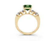Asscher Cut Five Stone Engagement Ring Setting for a Fancy Green Lab-Grown Diamond | Prong Set Side Stones | Yellow Gold