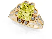 Radiant Cut Floral Halo Engagement Ring Setting for a Fancy Yellow Lab-Grown Diamond | Pavé Split Shank | Yellow Gold