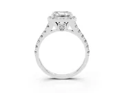 Asscher Cut Halo Engagement Ring Setting | Shared Prong Shoulders | White Gold