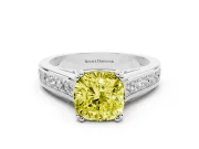 Cushion Cut Channel Engagement Ring Setting for a Fancy Yellow Lab-Grown Diamond | White Gold - Design NV-24671