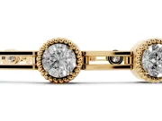 Round Lab-Grown Diamond Milgrain Bezel Tennis Bracelet | Open Link Band | Yellow Gold