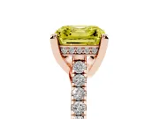 Asscher Cut Hidden Halo Pave Engagement Ring Setting for a Fancy Yellow Lab-Grown Diamond | Claw Prongs | Rose Gold