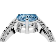 Heart-Shaped Bypass Solitaire Engagement Ring Setting for a Fancy Blue Lab-Grown Diamond | Pavé Ribbon | Platinum