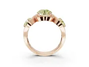 Round Three Stone Halo Engagement Ring Setting for a Fancy Yellow Lab-Grown Diamond | Pavé Wave Band | Rose Gold