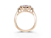 Oval Halo Engagement Ring Setting for a Fancy Pink Lab-Grown Diamond | Side Clusters | Rose Gold