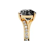 Round Pavé Solitaire Engagement Ring Setting for a Black Center | Sweeping Shoulders | Yellow Gold