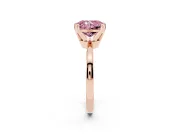 Fancy Pink Radiant Cut Diamond Solitaire Engagement Ring Set in Rose gold with Slim Tapered Solitaire Band