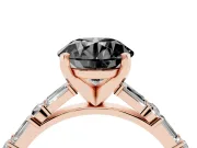 Round Baguette Side Stone Engagement Ring Setting for a Black Center | Rose Gold