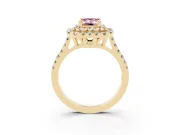 Emerald Cut Double Halo Engagement Ring Setting for a Fancy Pink Lab-Grown Diamond | Pave Shoulders | Yellow Gold