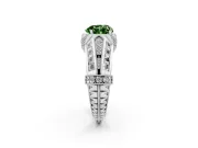 Fancy Green Heart Cut Diamond Vintage-Inspired Milgrain Ring Set in Silver with Accent Split Shank