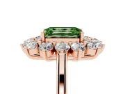 Emerald Cut Floral Double Halo Engagement Ring Setting for a Fancy Green Lab-Grown Diamond | Plain Band | Rose Gold
