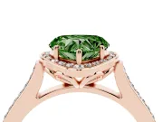 Heart-Shaped Petal Tip Halo Engagement Ring Setting for a Fancy Green Lab-Grown Diamond | Pavé Band | Rose Gold