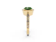 Round Milgrain Halo Engagement Ring Setting for a Fancy Green Lab-Grown Diamond | Side Stones | Yellow Gold