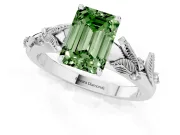 Emerald Cut Leaf Solitaire Engagement Ring Setting for a Fancy Green Lab-Grown Diamond | Platinum