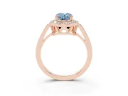 Oval Halo Engagement Ring Setting for a Fancy Blue Lab-Grown Diamond | Polished Halo Rim | Rose Gold