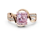 Radiant Cut Bypass Solitaire Engagement Ring Setting for a Fancy Pink Lab-Grown Diamond | Pavé Strands | Rose Gold
