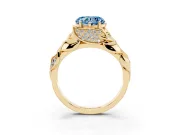 Heart-Shaped Leaf Bypass Engagement Ring Setting for a Fancy Blue Lab-Grown Diamond | Yellow Gold