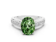 Oval Channel Engagement Ring Setting for a Fancy Green Lab-Grown Diamond | Sterling Silver - Design NV-24671
