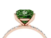 Princess Cut Pave Solitaire Engagement Ring Setting for a Fancy Green Lab-Grown Diamond | Slim Band | Rose Gold