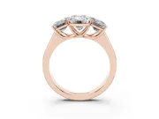 Emerald Cut Three Stone Engagement Ring Setting | Basket Prong Heads | Rose Gold