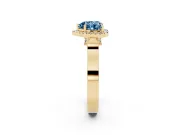 Heart-Shaped Halo Engagement Ring Setting for a Fancy Blue Lab-Grown Diamond | Pointed Pave Shoulders | Yellow Gold