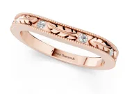 Round Diamond Bezel Eternity Band Set in Rose gold with Milgrain Detailing