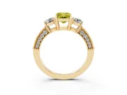 Emerald Cut Three Stone Engagement Ring Setting for a Fancy Yellow Lab-Grown Diamond | Graduated Pave Band | Yellow Gold
