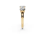 Round Three Stone Engagement Ring Setting | Large Round Side Stones | Yellow Gold