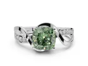 Cushion Cut Bypass Engagement Ring Setting for a Fancy Green Lab-Grown Diamond | Sterling Silver - Design NV-24814