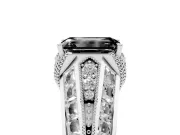 Emerald Cut Vintage Milgrain Engagement Ring Setting for a Black Center | Hidden Halo | White Gold
