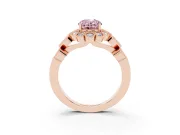 Oval Scalloped Halo Engagement Ring Setting for a Fancy Pink Lab-Grown Diamond | Heart Pavé Band | Rose Gold