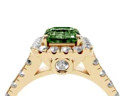 Emerald Cut Accented Halo Engagement Ring Setting for a Fancy Green Lab-Grown Diamond | Yellow Gold