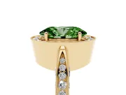 Oval Milgrain Halo Engagement Ring Setting for a Fancy Green Lab-Grown Diamond | Side Stones | Yellow Gold
