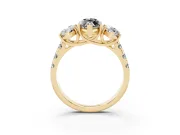 Marquise Three Stone Engagement Ring Setting for a Black Center | Accented Shoulders | Yellow Gold