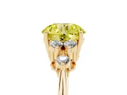 Round Cluster Accent Engagement Ring Setting for a Fancy Yellow Lab-Grown Diamond | Yellow Gold