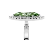 Fancy Green Marquise Cut Diamond Halo Solitaire Ring Set in Platinum with Pavé Band and Prong Setting