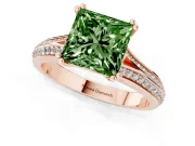 Princess Cut Split Shank Engagement Ring Setting for a Fancy Green Lab-Grown Diamond | Pave Band | Rose Gold