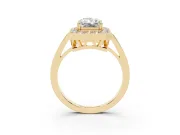 Radiant Cut Halo Engagement Ring Setting | Polished Halo Rim | Yellow Gold