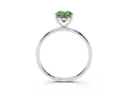 Fancy Green Oval Cut Diamond Solitaire Engagement Ring Set in Platinum with Thin Band and Prong Setting