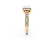 Asscher Cut Vintage Hidden Halo Engagement Ring Setting | Milgrain Pave Band | Yellow Gold