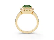 Heart-Shaped Milgrain Halo Engagement Ring Setting for a Fancy Green Lab-Grown Diamond | Pavé Shoulders | Yellow Gold