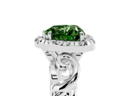 Fancy Green Heart Cut Diamond Halo Ring Set in White gold with Scrollwork Band and Prong Setting